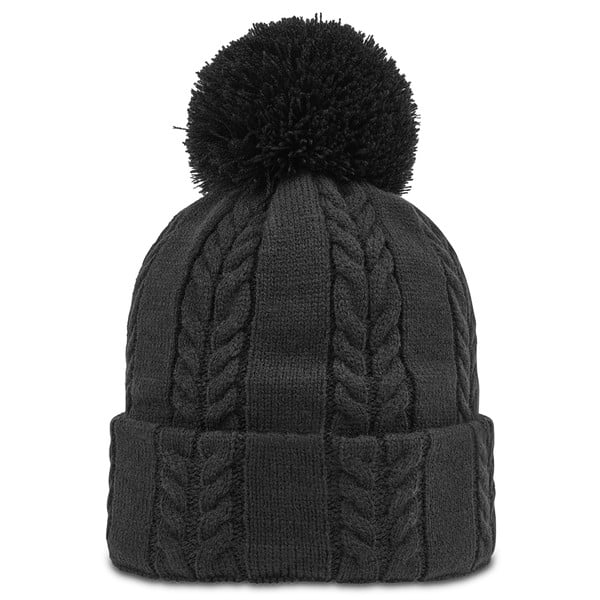 Womens black cheap knitted bobble hat