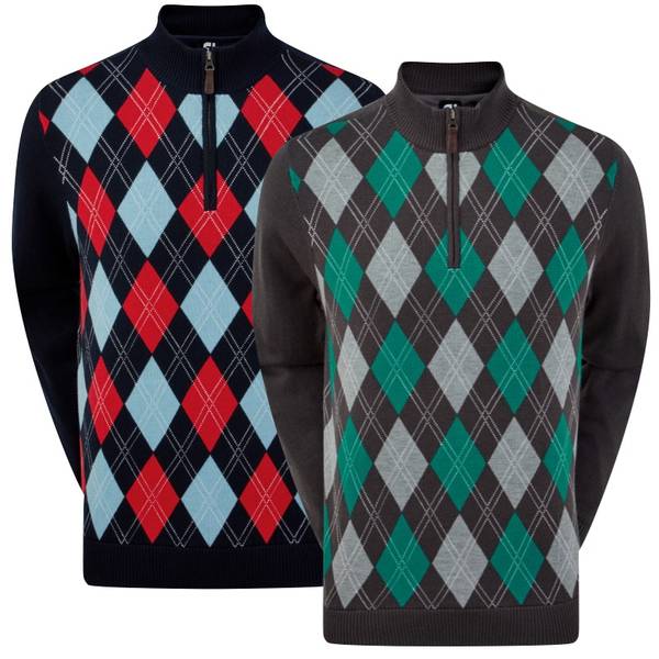 argyle zip up sweater