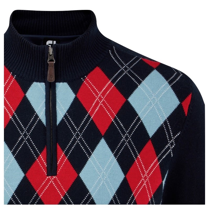 argyle mens half zip fleece