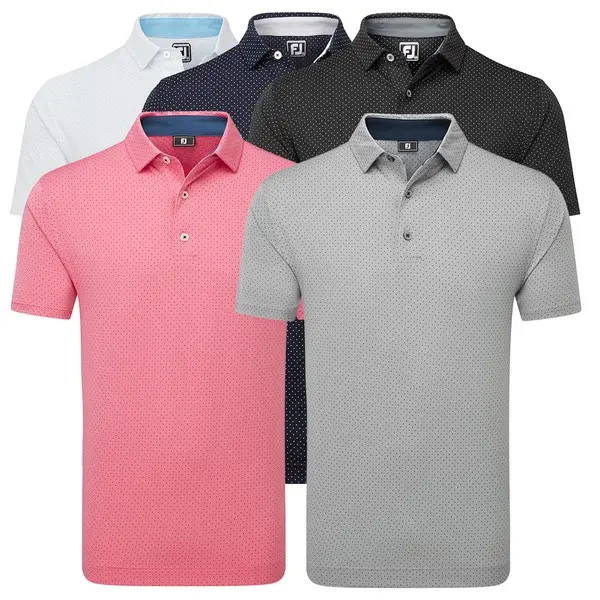 FootJoy Mens Stretch Lisle Dot Print Golf Polo Shirt