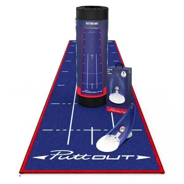 PuttOUT Golf Patriot Medium Mat with FREE Premium Putt Trainer