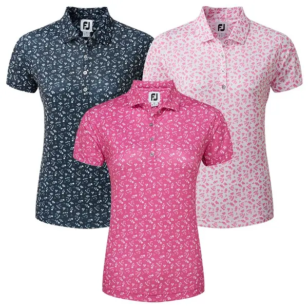 FootJoy Ladies Floral Print Lisle Golf Polo Shirt