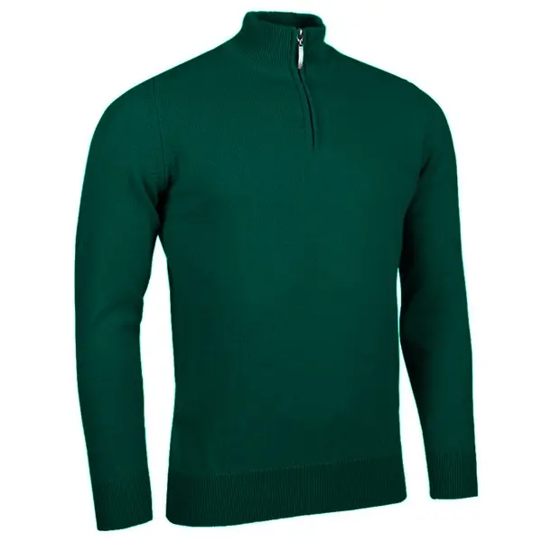 Glenmuir Mens Coll Lambswool Zip Neck Golf Sweater MKL7282ZN