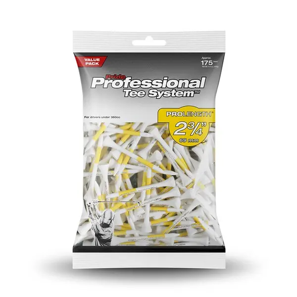 Pride PTS 2 3/4 Yellow Golf Tees - 175 Bumper Packs