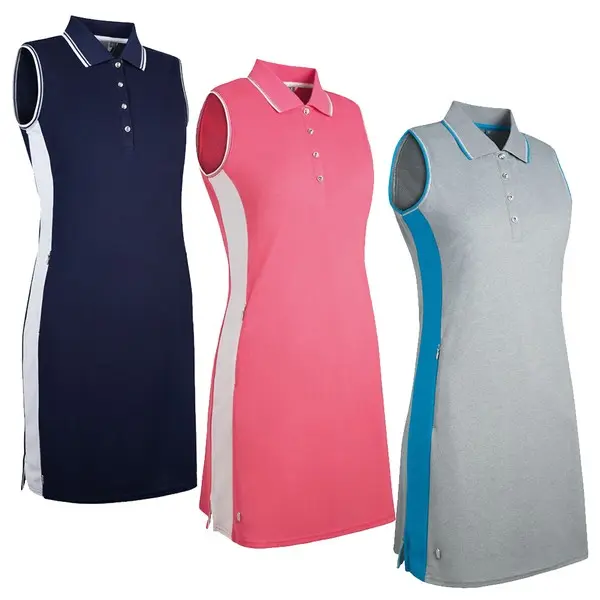 Glenmuir Ladies Steffi Lurex Tipped Performance Pique Golf Dress 