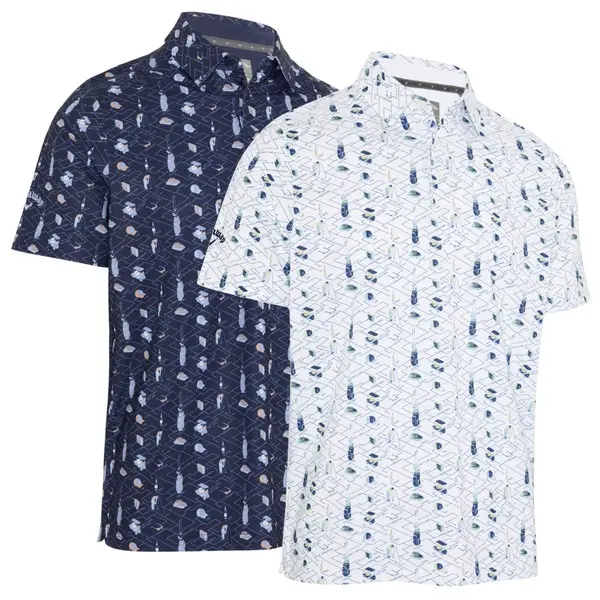 Callaway Mens All Over Golf Essentials Print Polo Shirt Sale