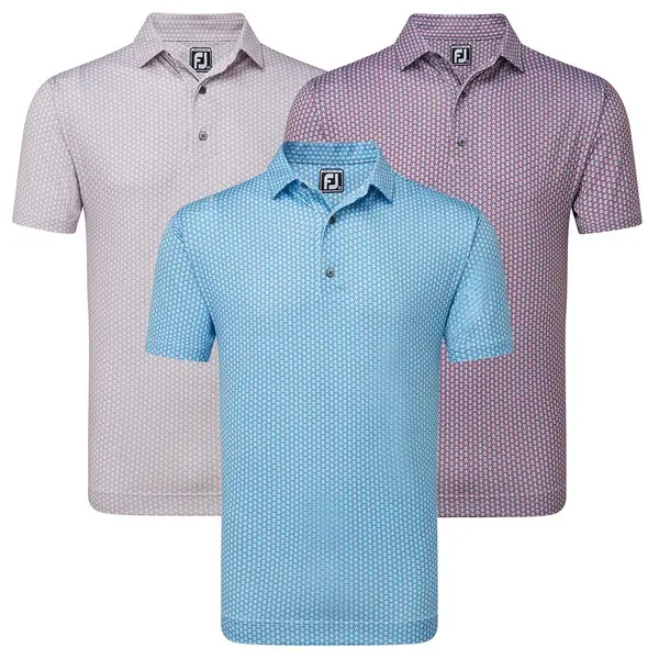 FootJoy Mens Scallop Shell Foulard Lisle Golf Polo Shirt