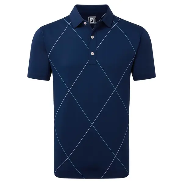 FootJoy Mens Raker Print Lisle Golf Polo Shirt