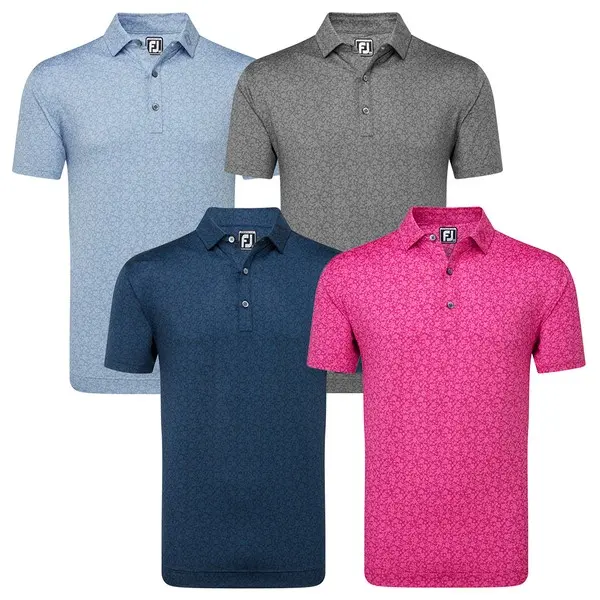 FootJoy Mens Painted Floral Lisle Golf Polo Shirt