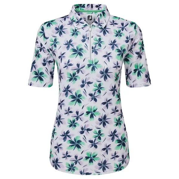 FootJoy Ladies Half-Sleeve Floral Print Golf Polo Shirt