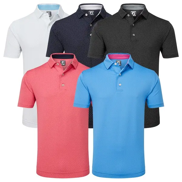 FootJoy Mens Stretch Lisle Dot Print Golf Polo Shirt