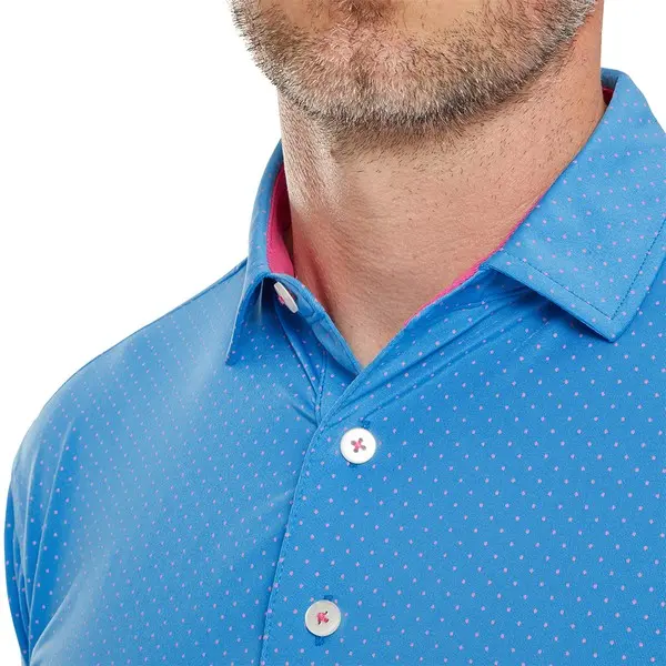 FootJoy Mens Stretch Lisle Dot Print Golf Polo Shirt