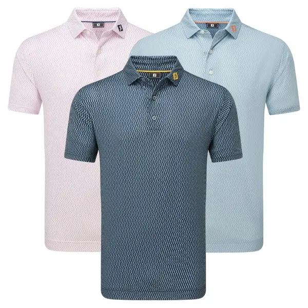 FootJoy Mens Wiggle Print Lisle Golf Polo Shirt