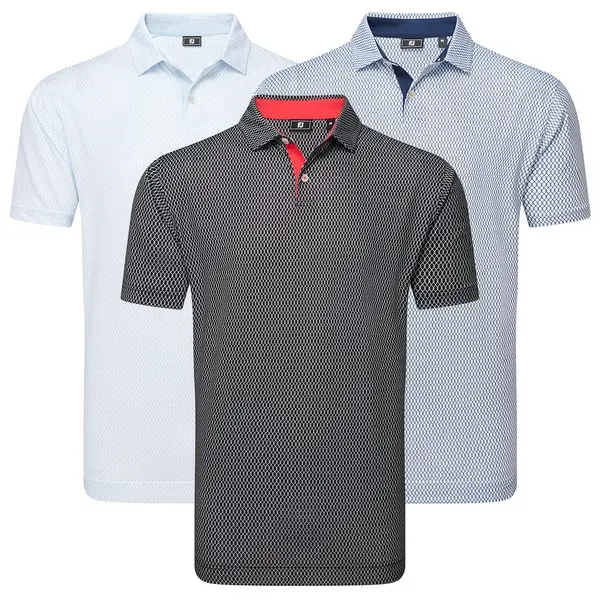 FootJoy Mens Irongate Print Lisle Golf Polo Shirt