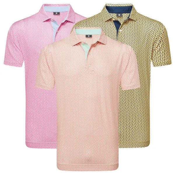 FootJoy Mens Citrus Print Lisle Golf Polo Shirt