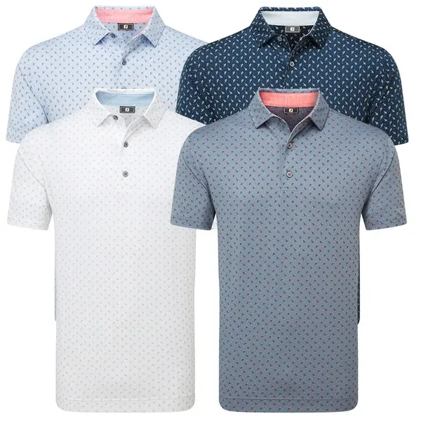 FootJoy Mens Flower Bud Foulard Lisle Golf Polo Shirt