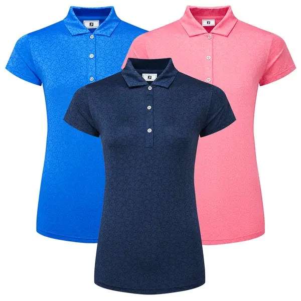 FootJoy Ladies Painted Floral Cap Sleeve Lisle Golf Shirt