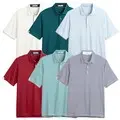 Ashworth Mens Striped Tech Jersey Polo Golf Shirt